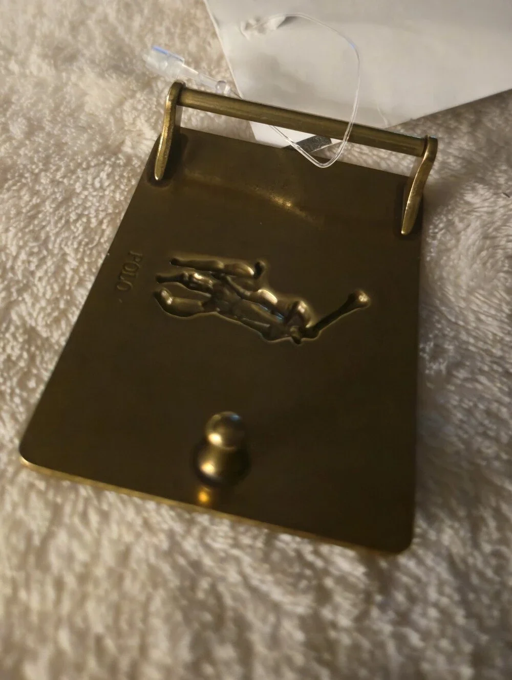 Polo Ralph Lauren Leather Polo Pony Brass Belt Buckle.